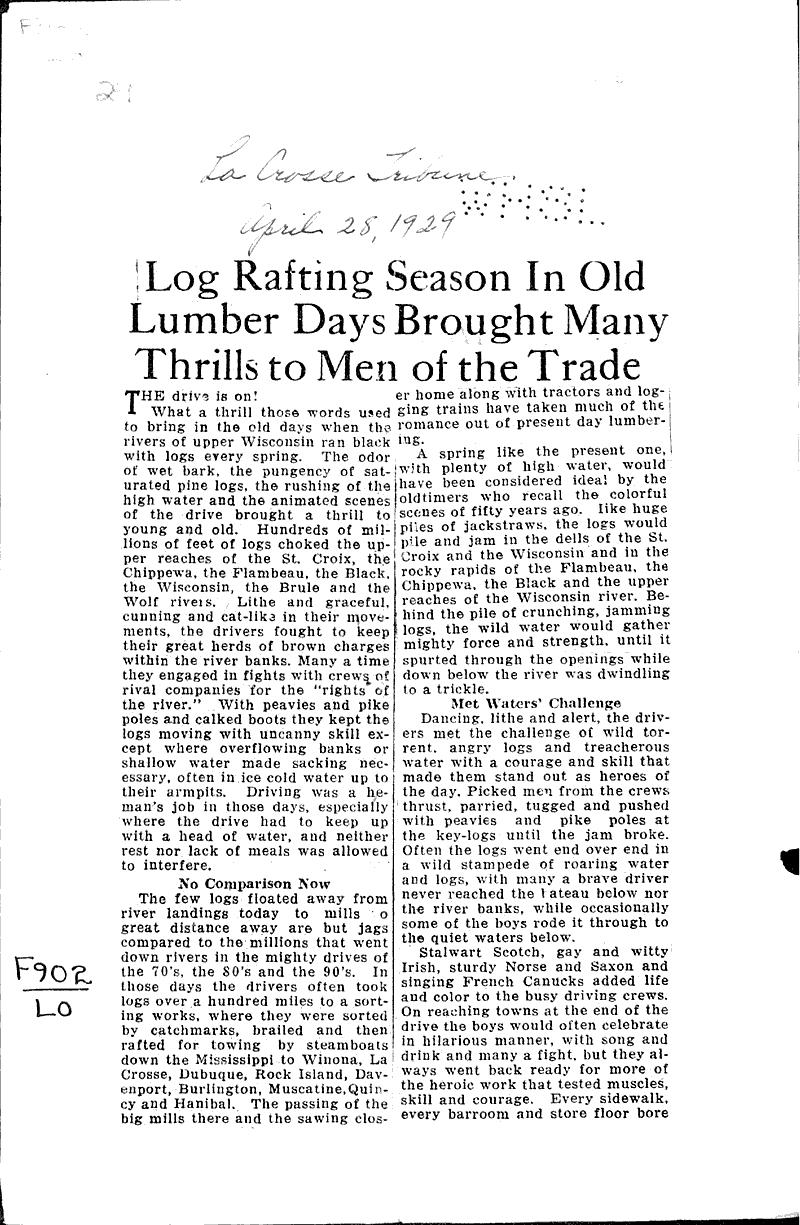  Source: LaCrosse Tribune Topics: Industry Date: 1929-04-28