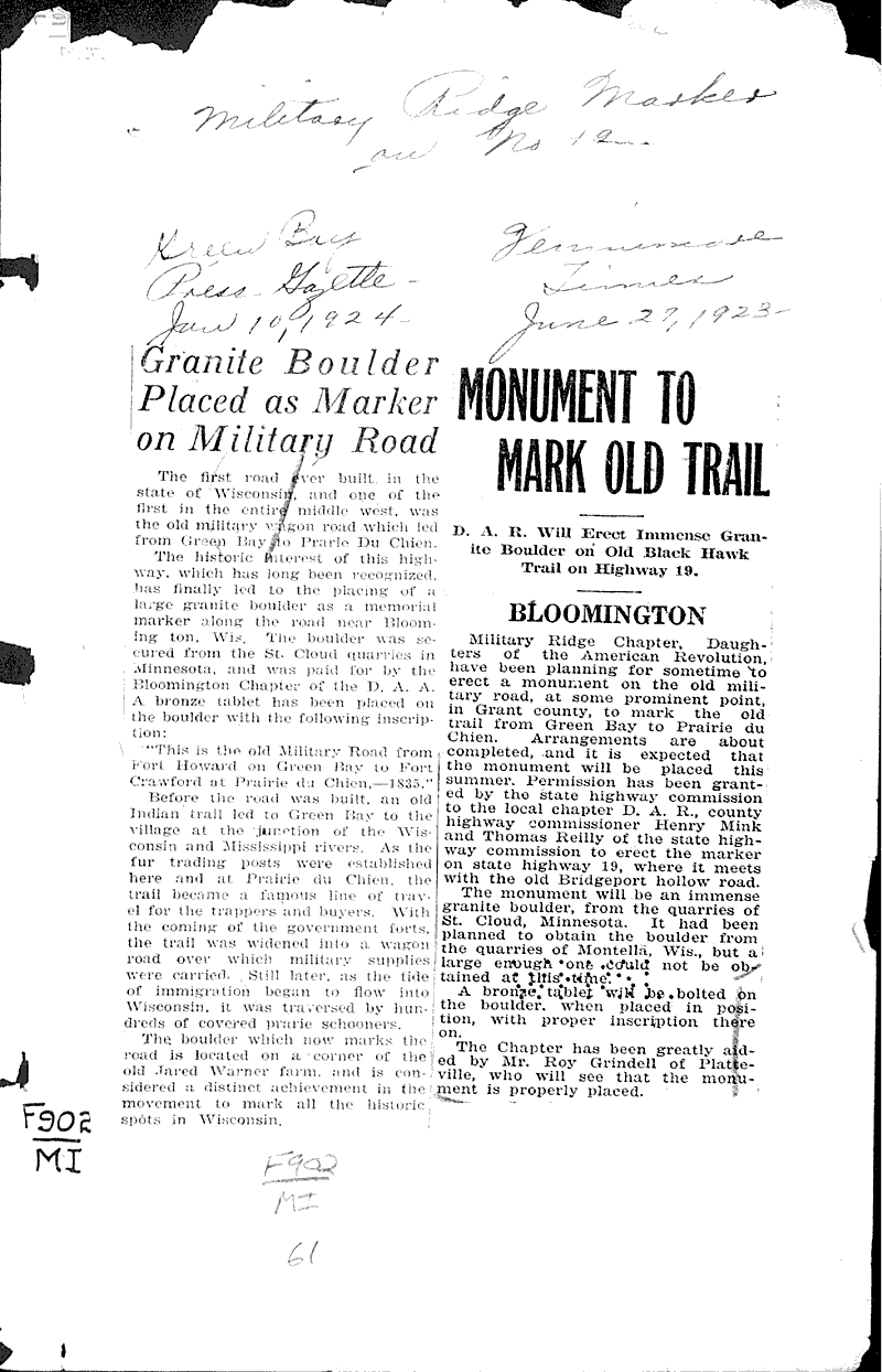  Source: Green Bay Press Gazette Topics: Transportation Date: 1924-01-10