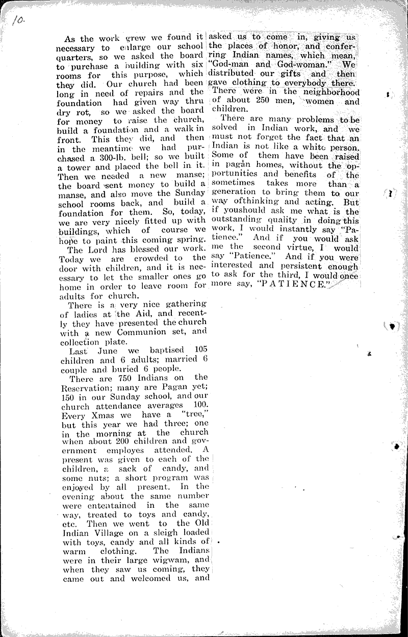  Source: Eagle River News Topics: Church History Date: 1923-01-31
