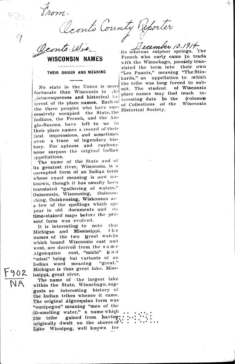  Source: Oconto County Reporter Date: 1914-12-10