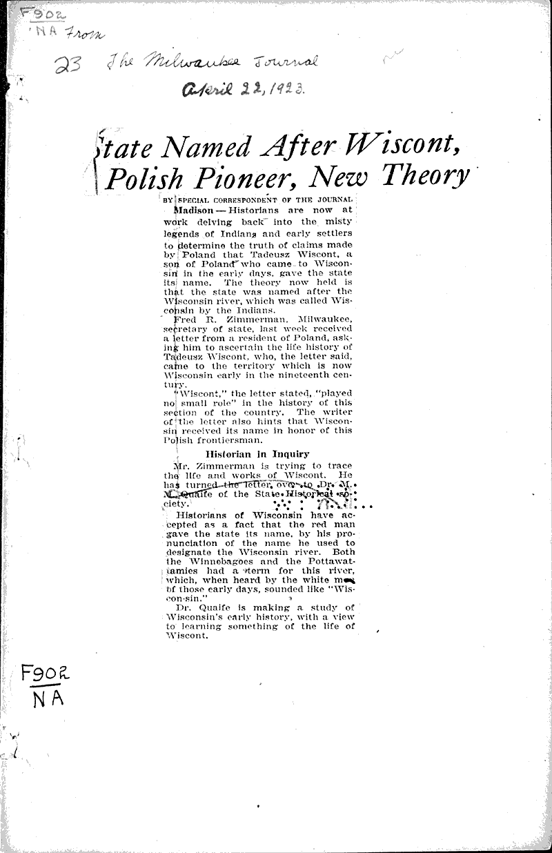  Source: Milwaukee Journal Date: 1923-04-22