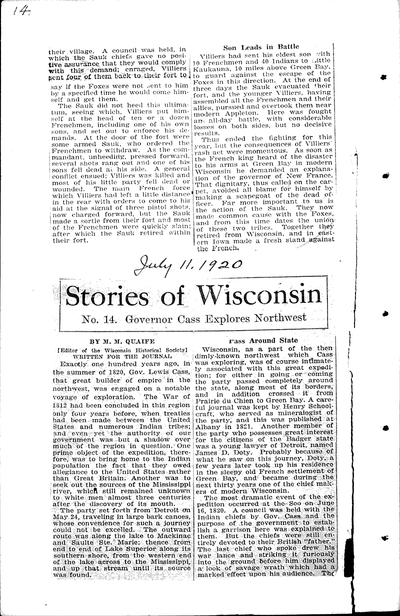  Source: Milwaukee Journal Topics: Wars Date: 1920-07-04