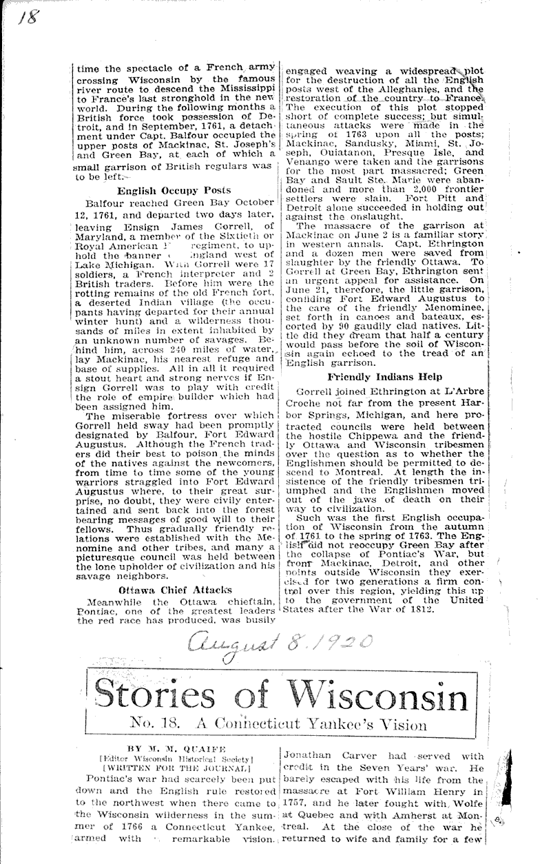  Source: Milwaukee Journal Topics: Wars Date: 1920-08-08