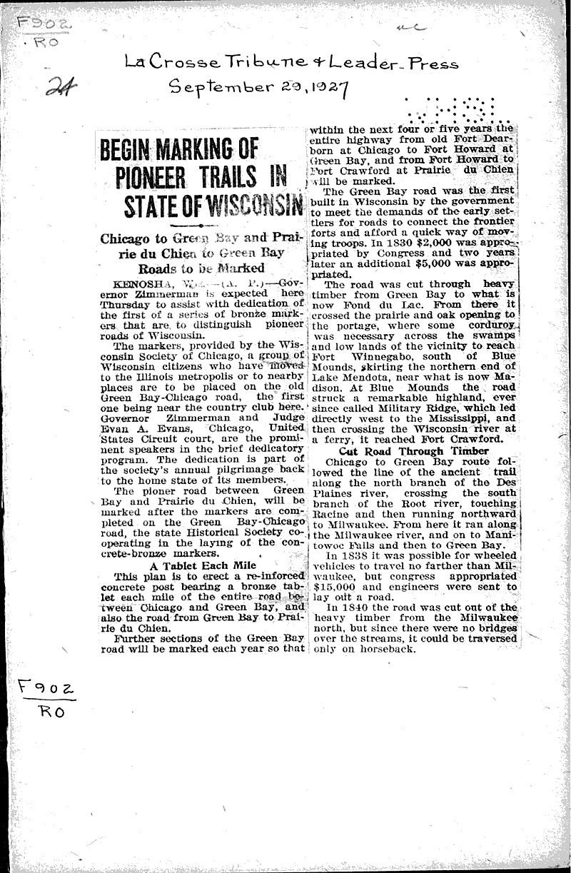  Source: La Crosse Tribune and Leader-Press Topics: Transportation Date: 1927-09-29