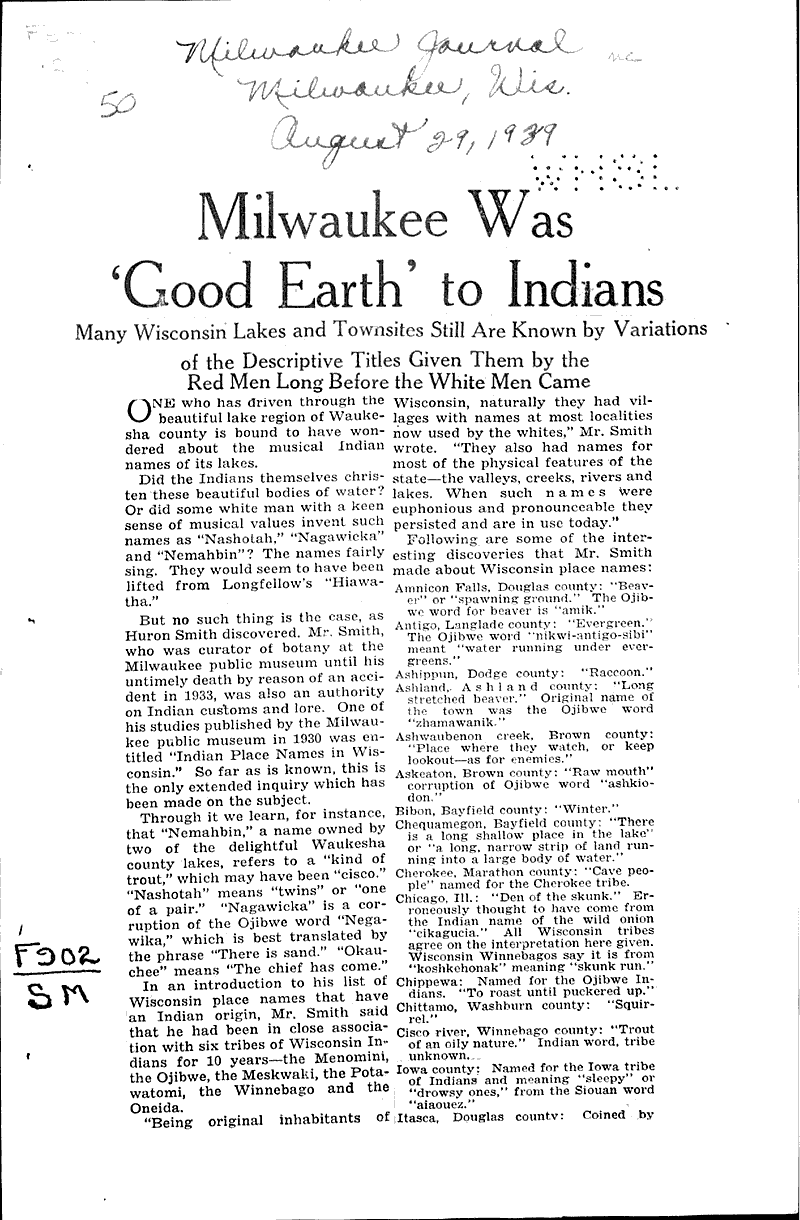  Source: Milwaukee Journal Topics: Indians and Native Peoples Date: 1939-08-29