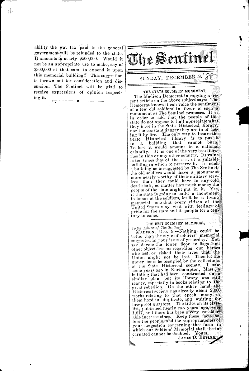  Source: Milwaukee Sentinel Topics: Civil War Date: 1888-12-09