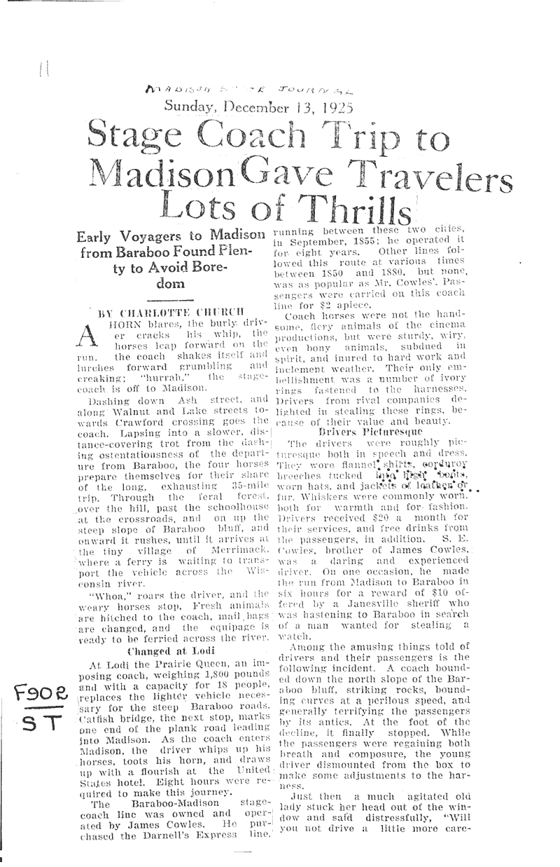  Source: Madison State Journal Topics: Transportation Date: 1925-12-13