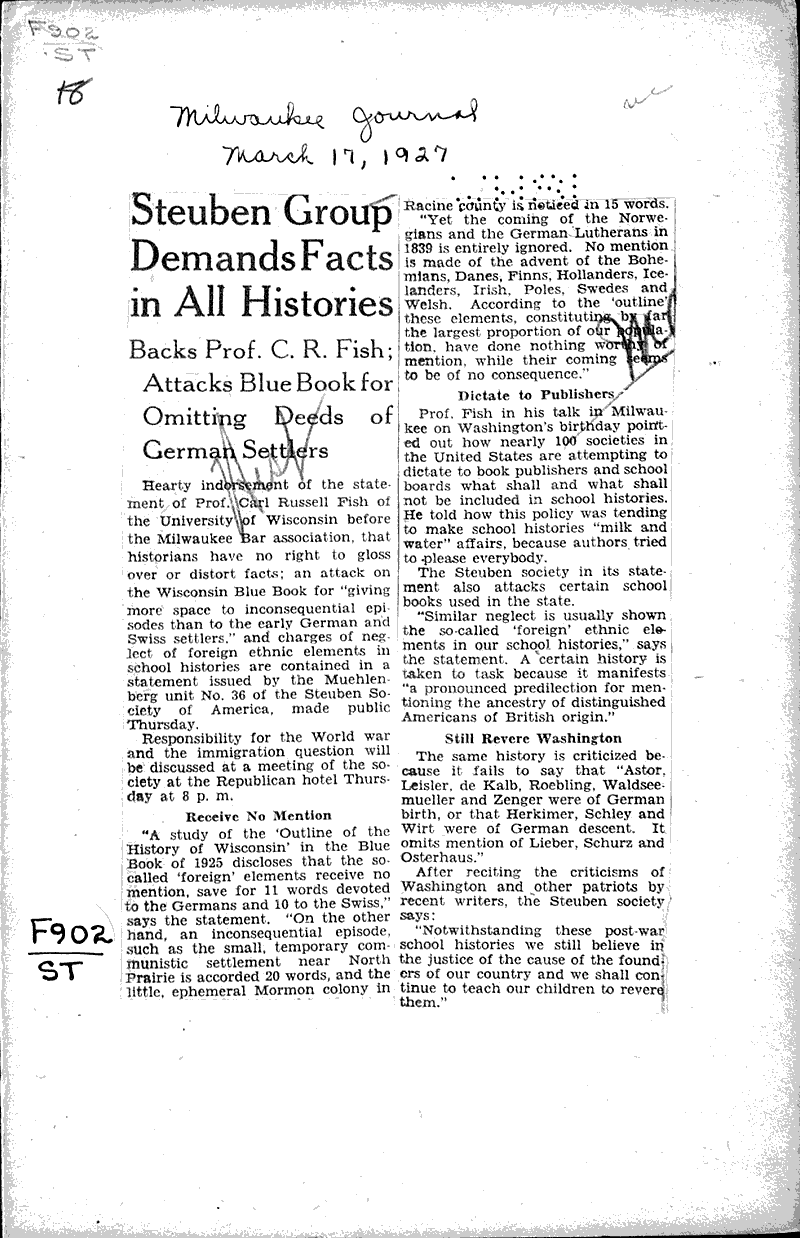  Source: Milwaukee Journal Topics: Education Date: 1927-03-17
