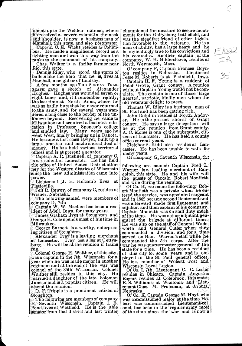  Source: Milwaukee Sunday Telegraph Topics: Civil War Date: 1887-09-11