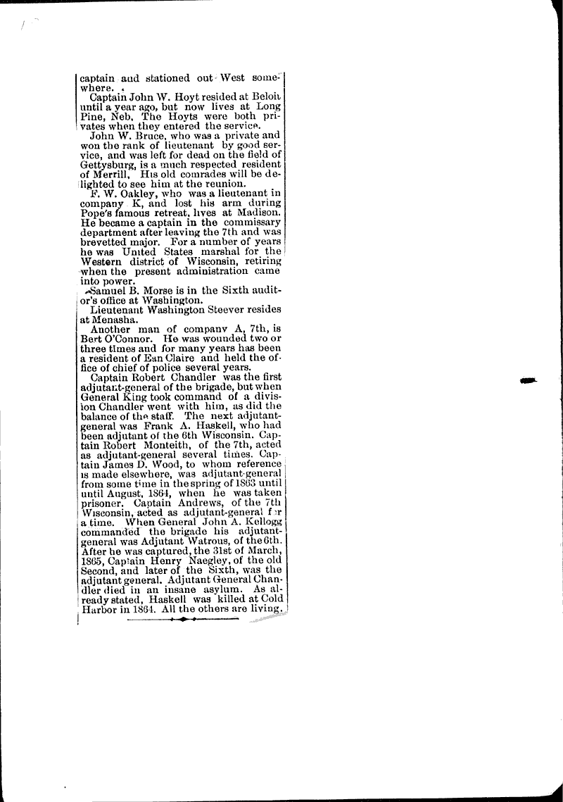  Source: Milwaukee Sunday Telegraph Topics: Civil War Date: 1887-09-11
