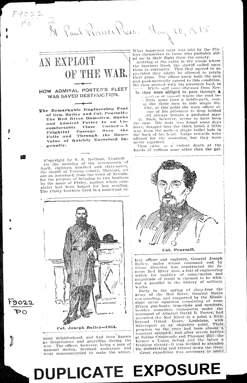  Source: St. Paul Pioneer Press Topics: Civil War Date: 1895-05-20