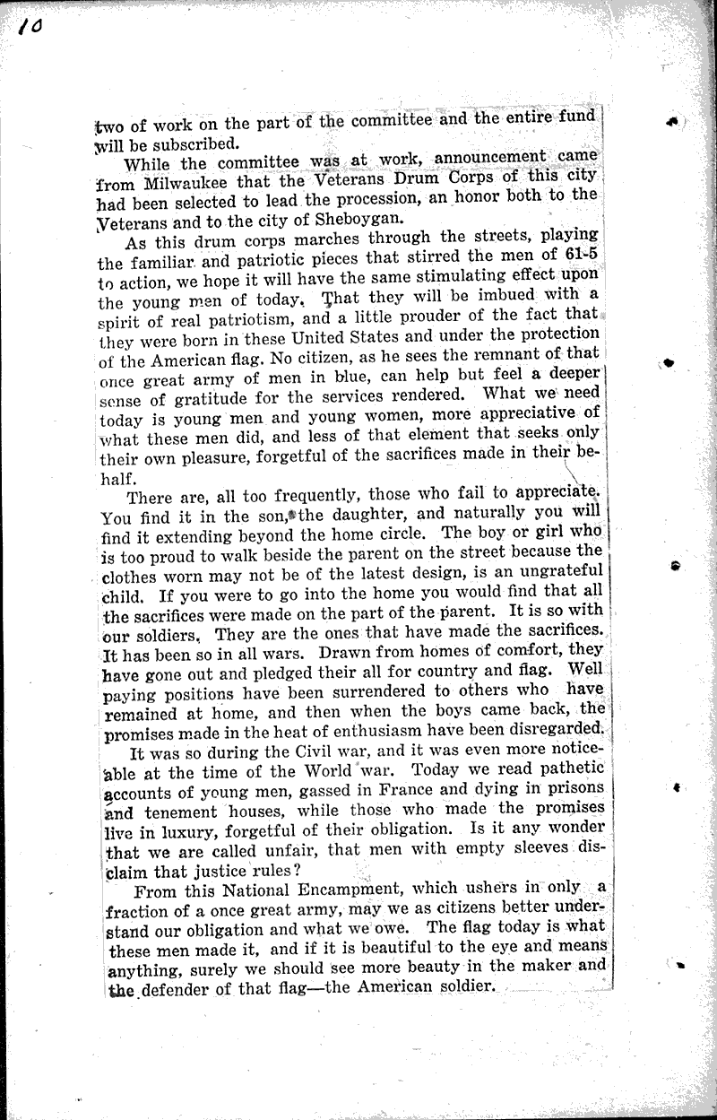  Source: Sheboygan Telegram Topics: Civil War Date: 1922-08-28
