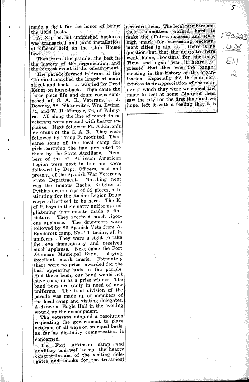  Source: Beaver Dam Daily Citizen Topics: Wars Date: 1923-06-16