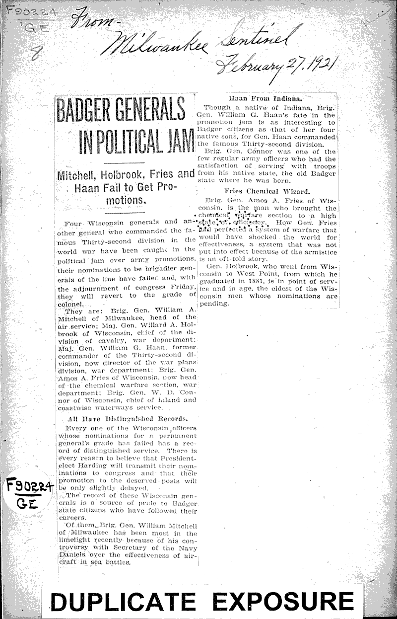  Source: Milwaukee Sentinel Topics: Wars Date: 1921-02-27