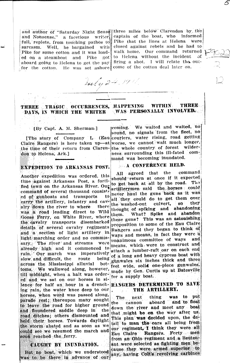  Source: Eau Claire Telegram Topics: Civil War Date: 1911-07-22