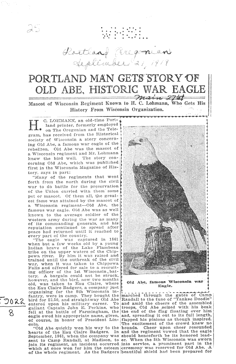  Source: Portland Oregonian Topics: Civil War Date: 1919-09-21