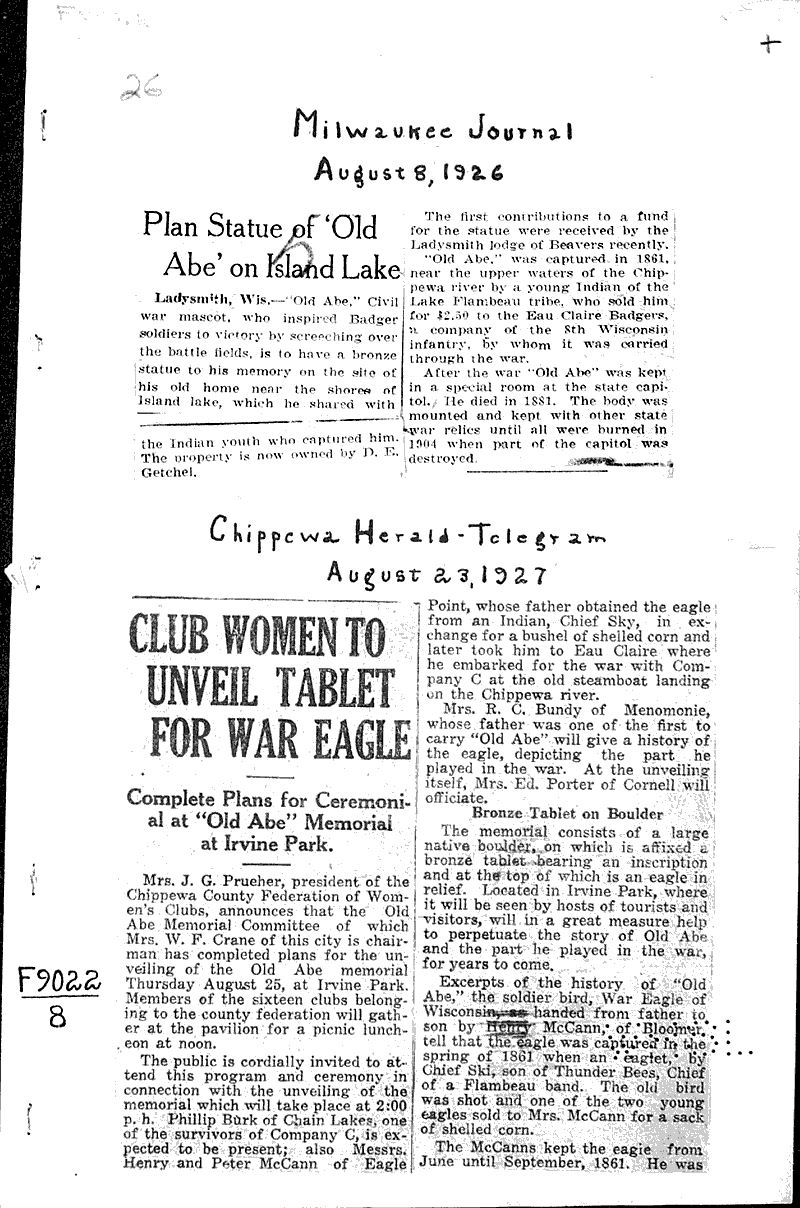  Source: Milwaukee Journal Topics: Art and Music Date: 1926-08-08