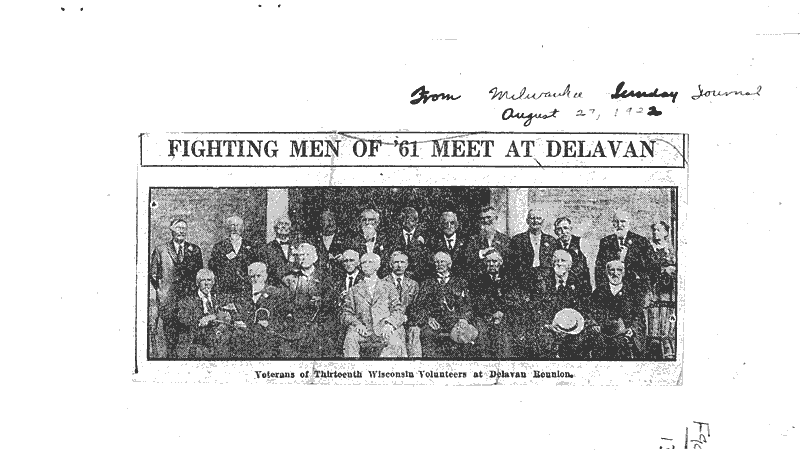  Source: Milwaukee Sunday Journal Topics: Civil War Date: 1922-08-27