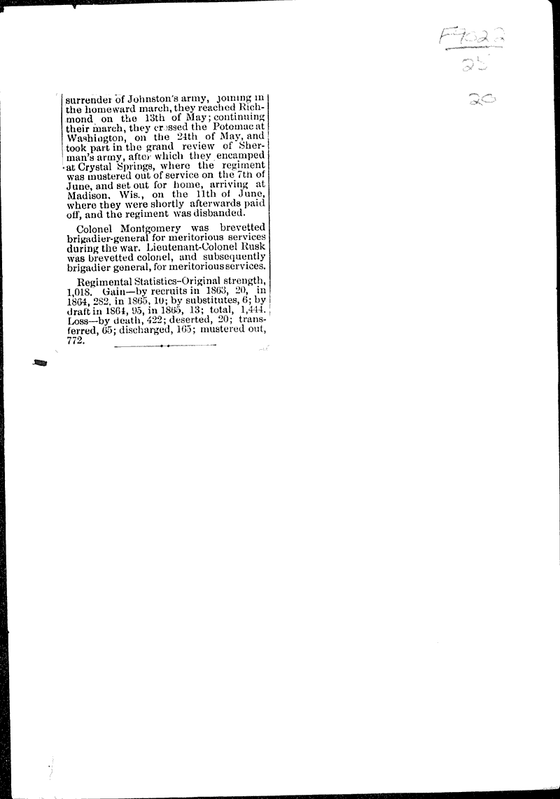  Source: Milwaukee Sunday Telegraph Topics: Civil War Date: 1887-05-08