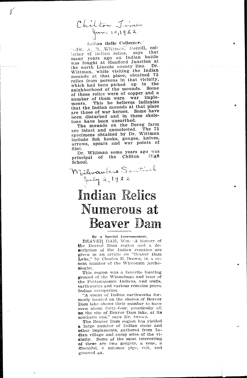  Source: Milwaukee Sentinel Topics: Indians and Native Peoples Date: 1922-07-02