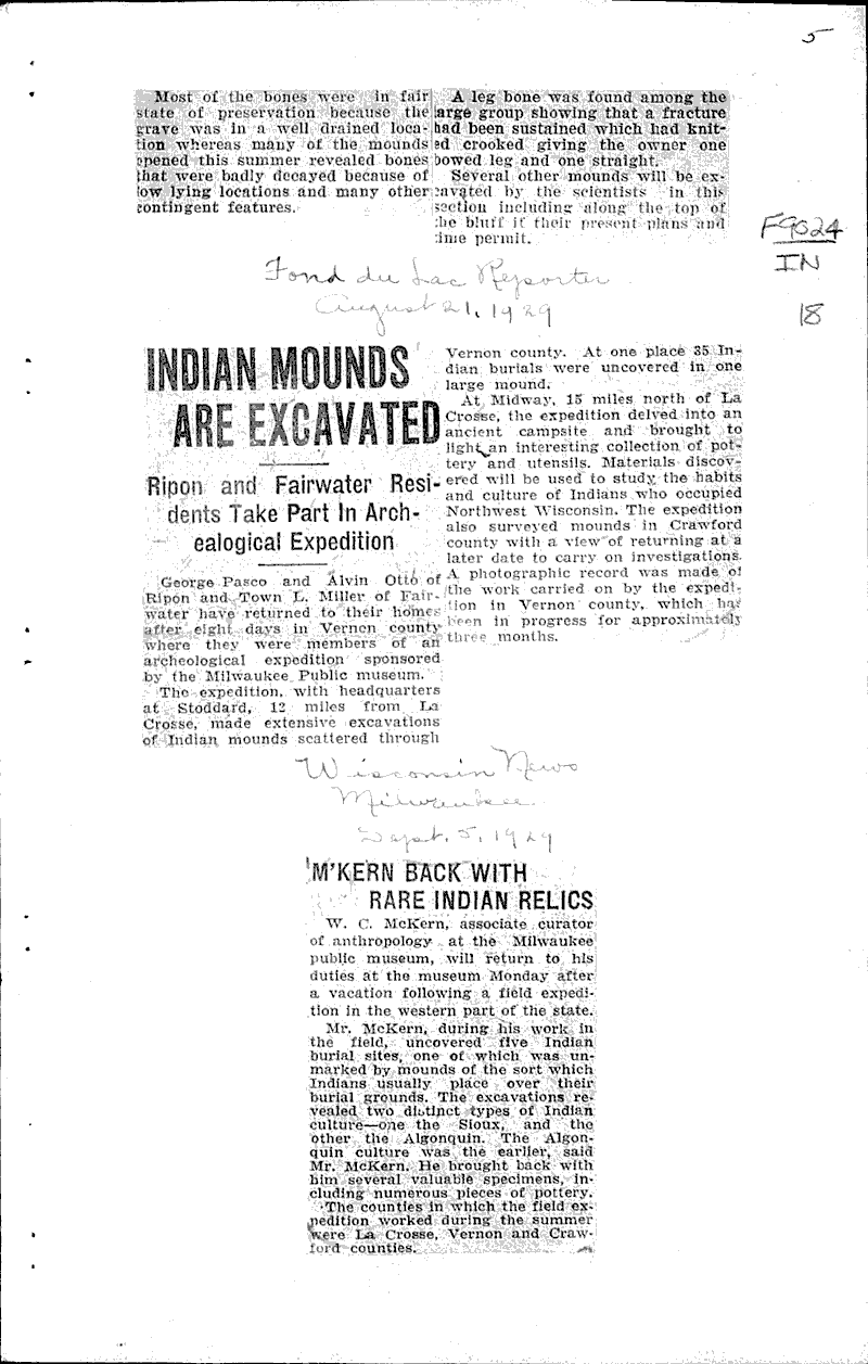  Source: Fond du Lac Daily Reporter Topics: Indians and Native Peoples Date: 1929-08-21