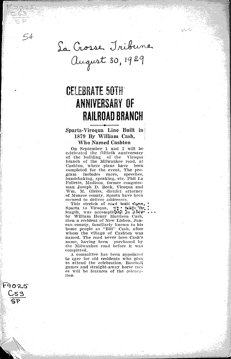  Source: LaCrosse Tribune Topics: Transportation Date: 1929-08-30