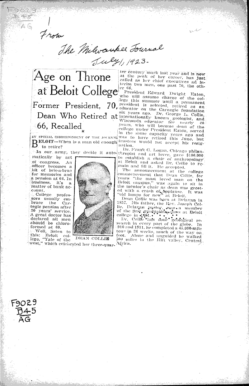  Source: Milwaukee Journal Topics: Education Date: 1923-07-01