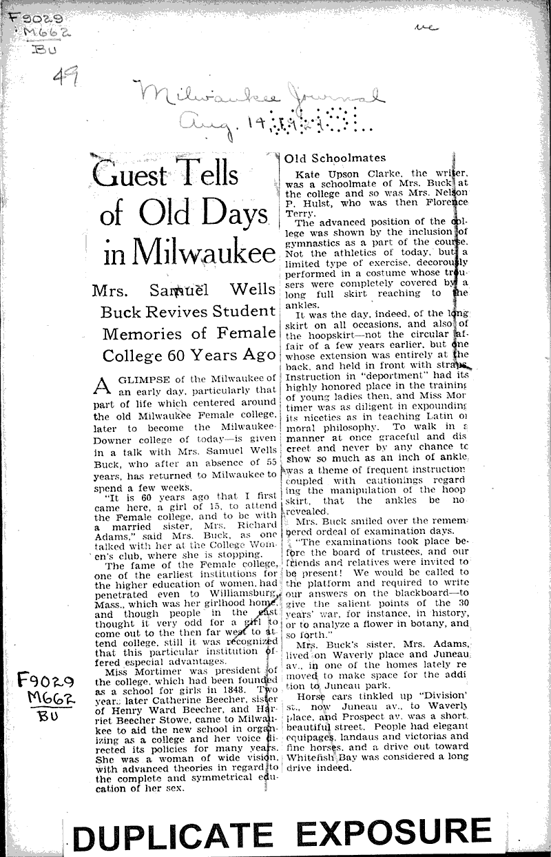  Source: Milwaukee Journal Topics: Education Date: 1927-08-14