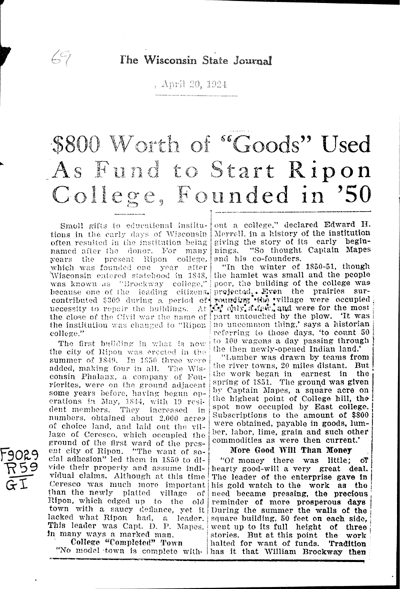  Source: Wisconsin State Journal Topics: Education Date: 1924-04-20