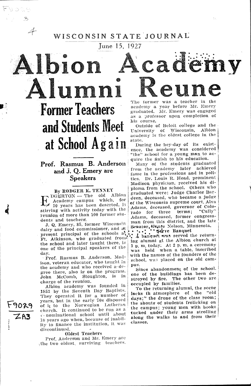  Source: Wisconsin State Journal Topics: Education Date: 1927-06-15