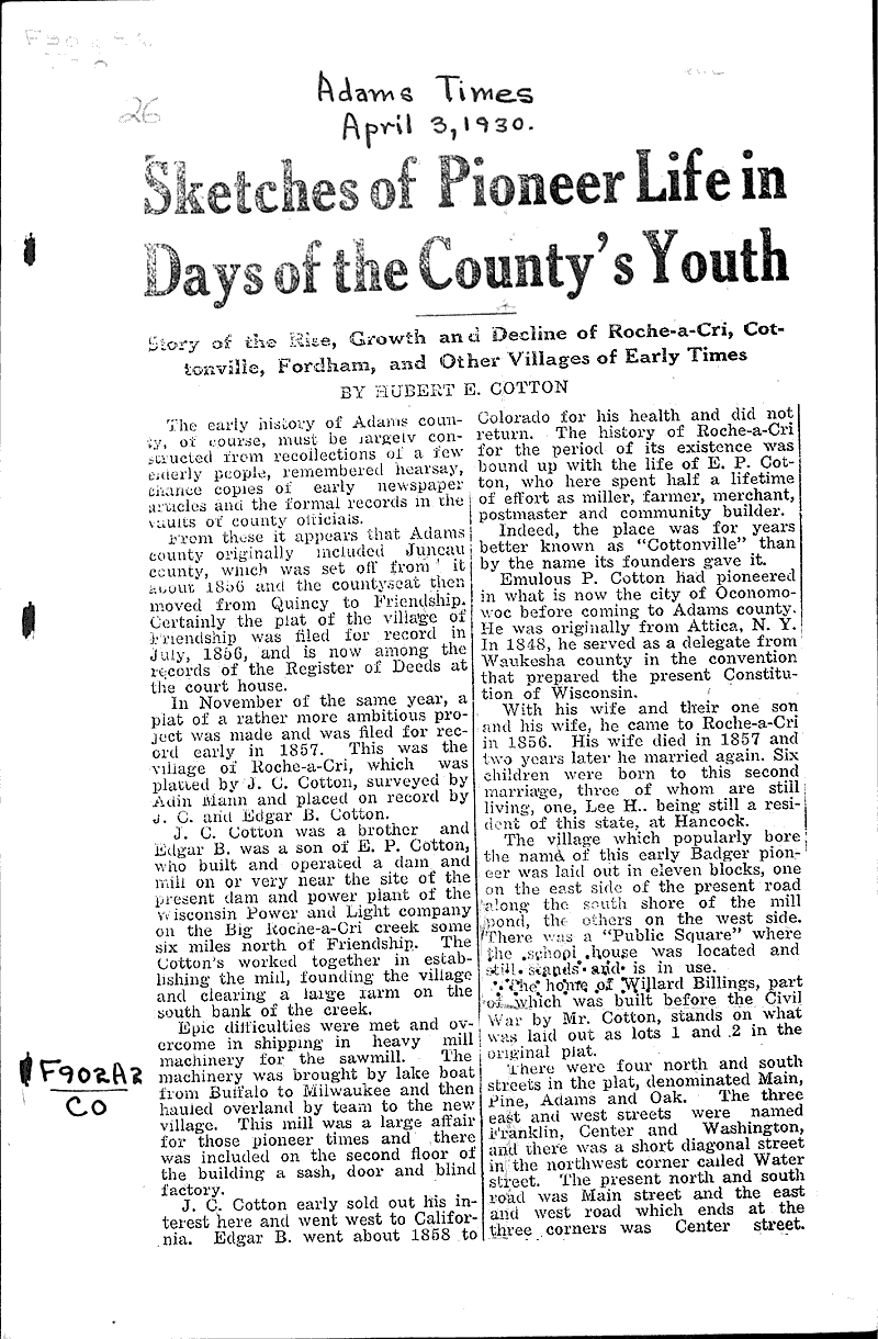  Source: Adams Times Date: 1930-04-03