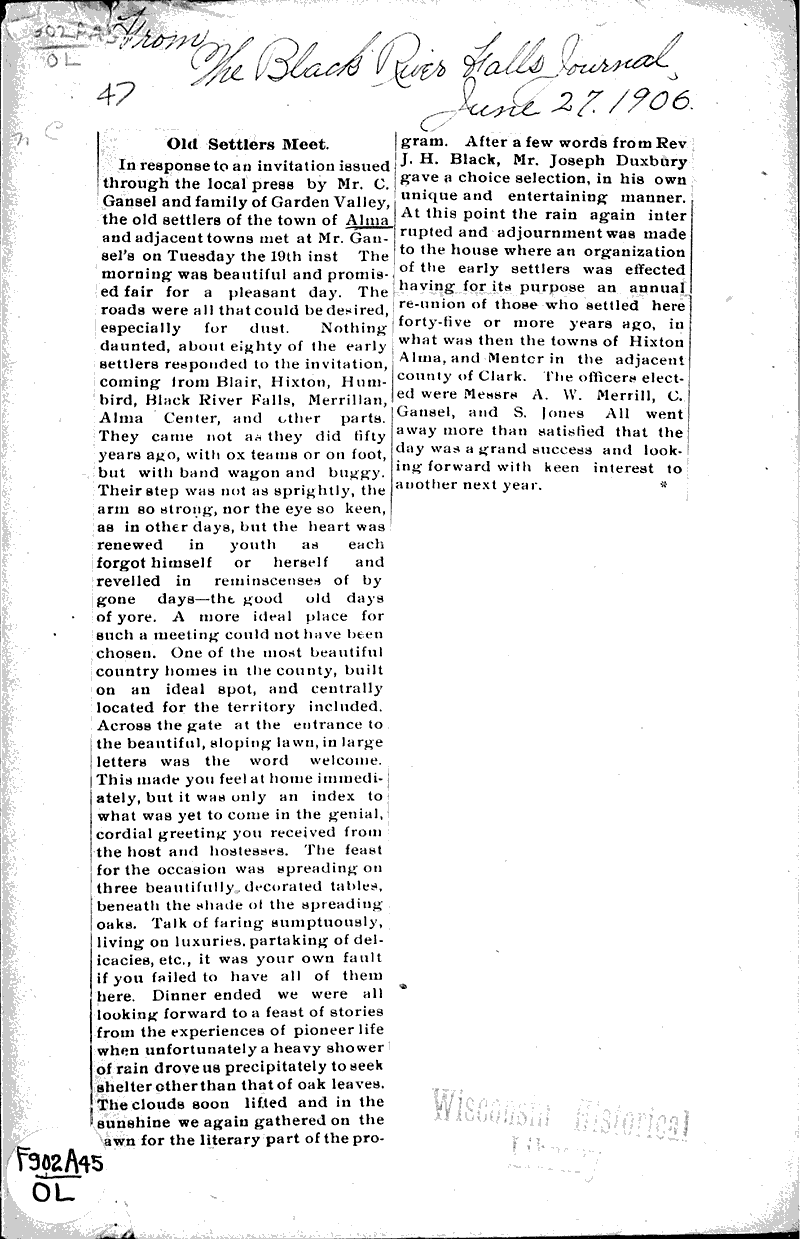  Source: Black River Falls Banner-Journal Date: 1906-06-27