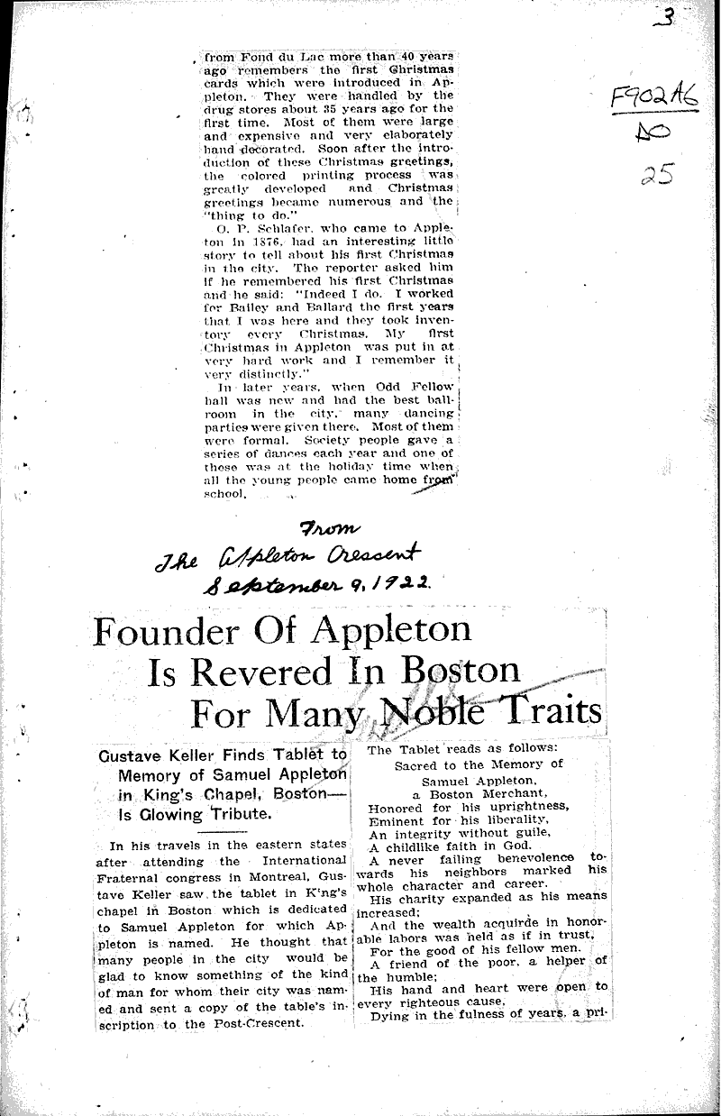  Source: Appleton Crescent Topics: Government and Politics Date: 1922-09-09
