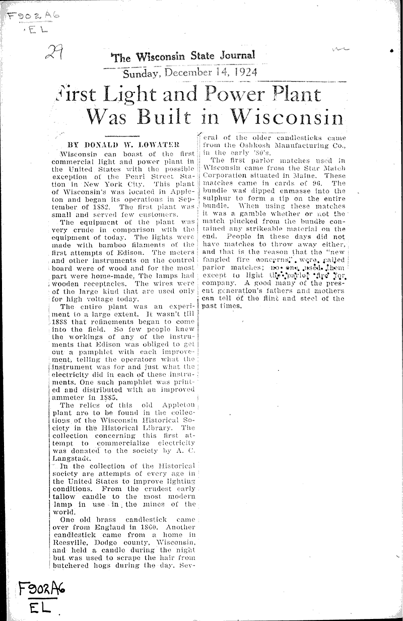  Source: Wisconsin State Journal Topics: Industry Date: 1924-12-14