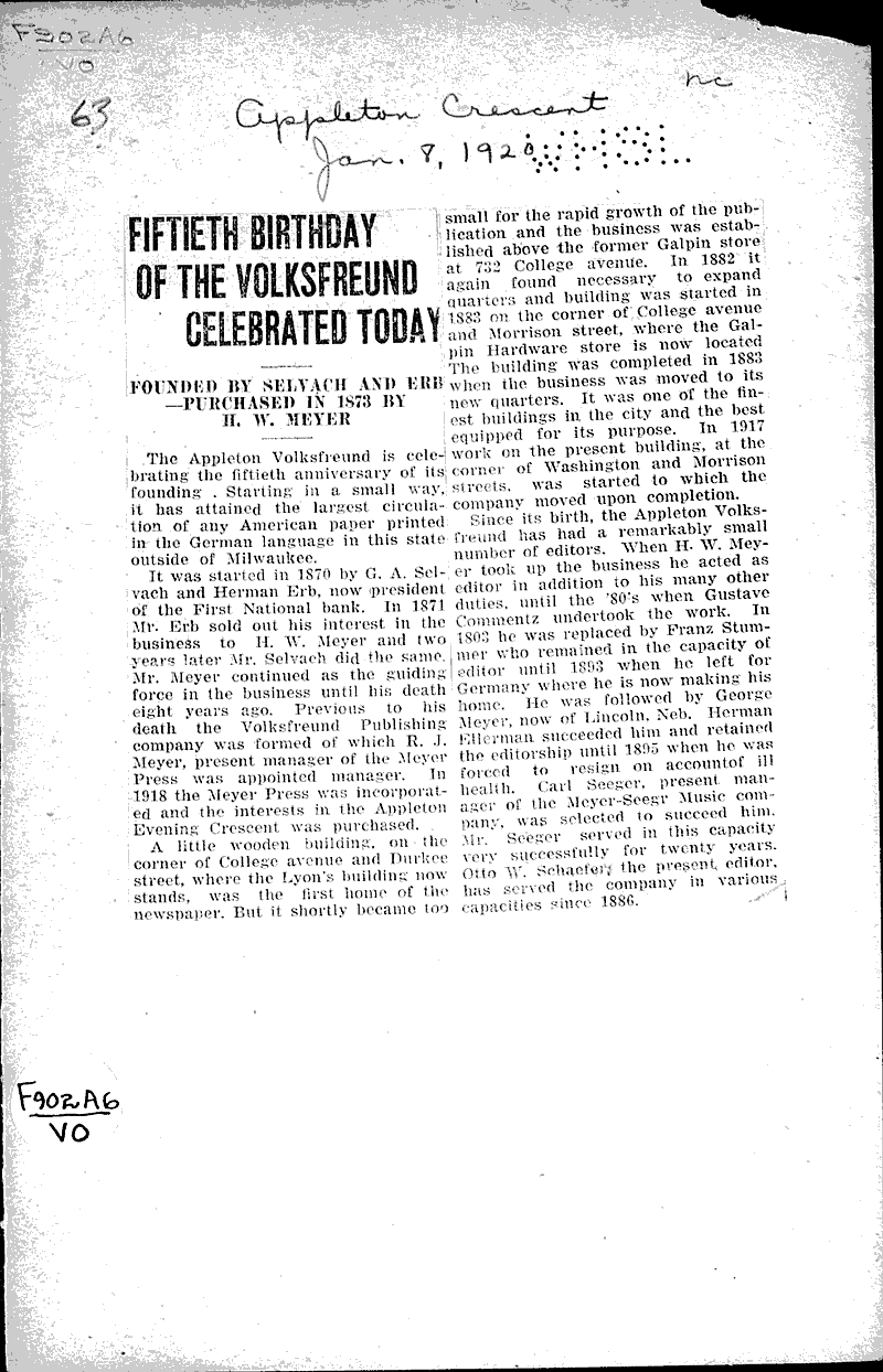  Source: Appleton Crescent Topics: Immigrants Date: 1920-01-08