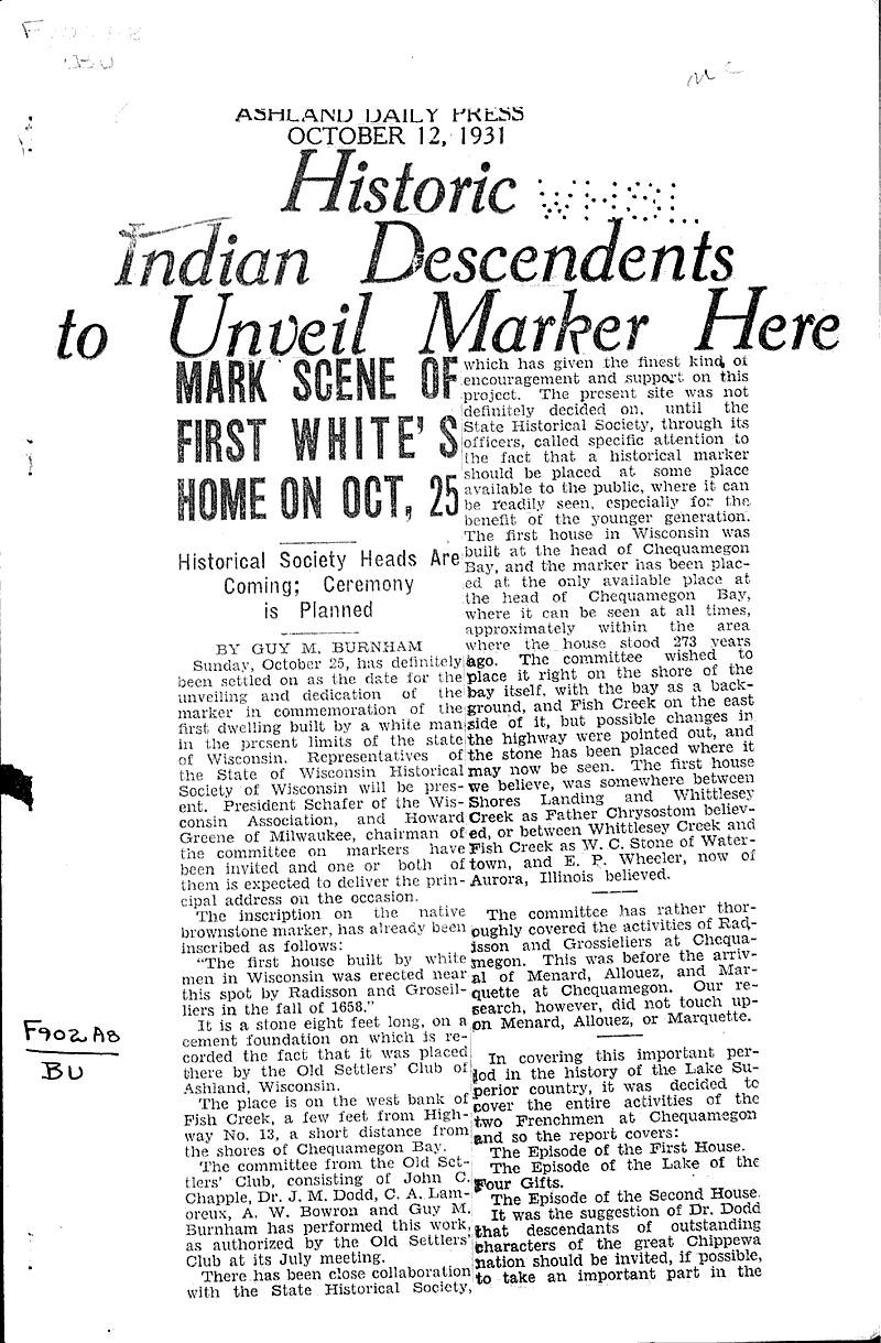 Source: Ashland Daily Press Topics: Indians and Native Peoples Date: 1931-10-12