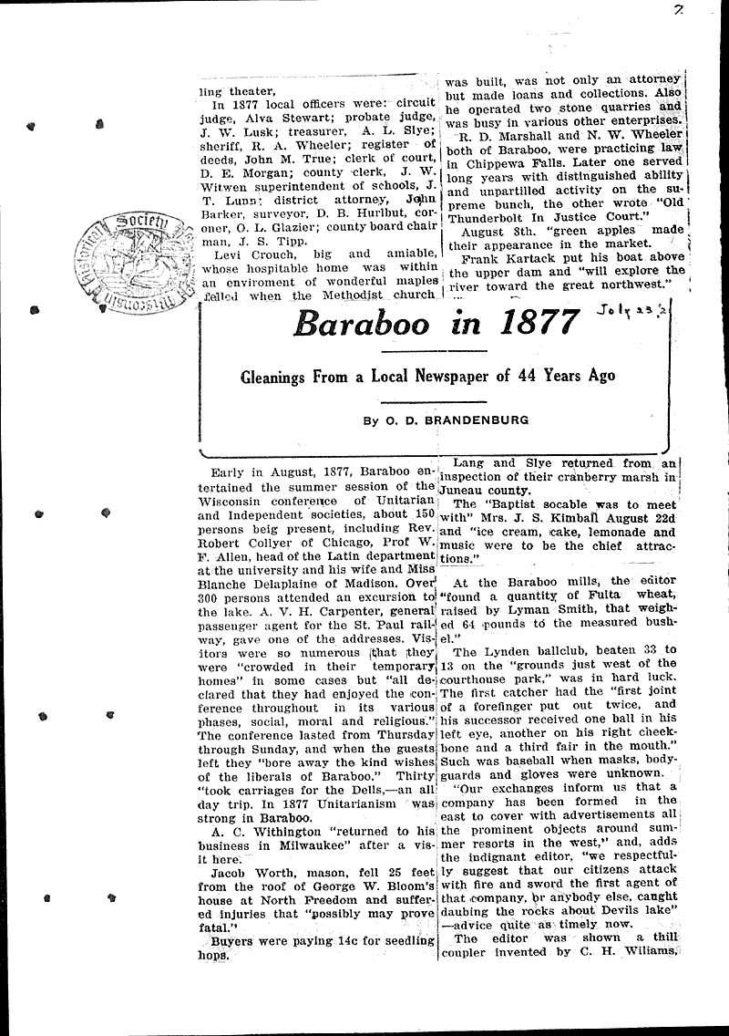  Source: Baraboo Daily News Date: 1921-05-09