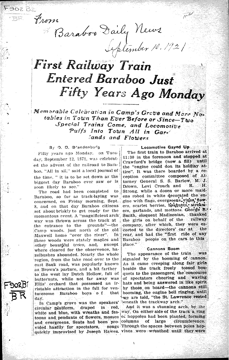  Source: Baraboo Daily News Topics: Transportation Date: 1921-09-10