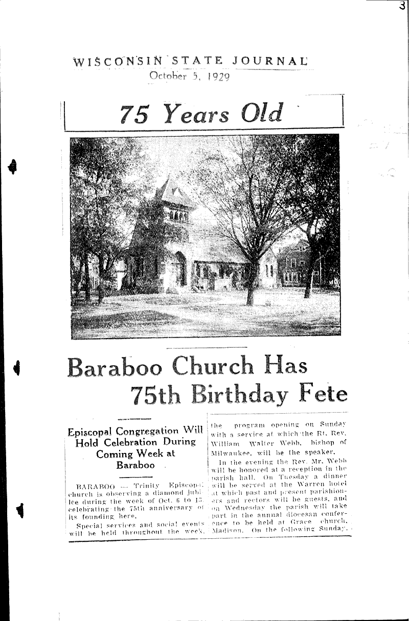  Source: Wisconsin State Journal Topics: Church History Date: 1929-10-05