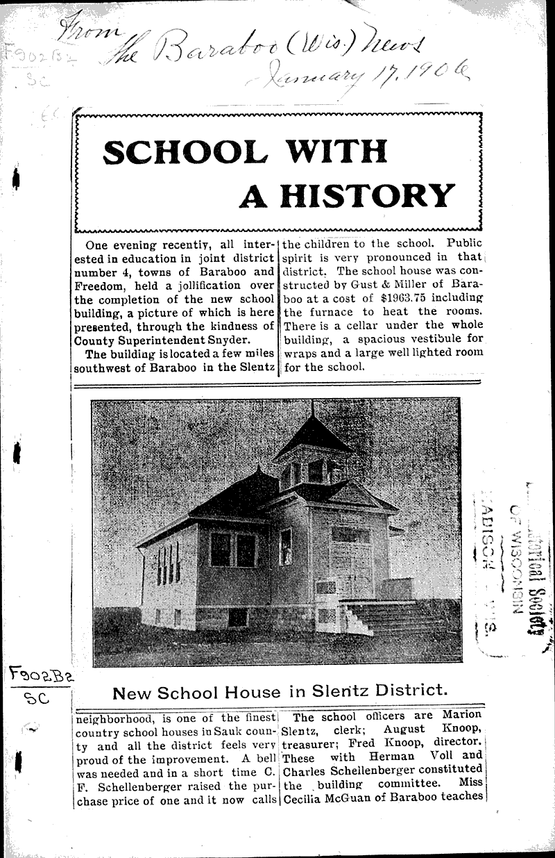  Source: Baraboo Daily News Topics: Education Date: 1906-01-17