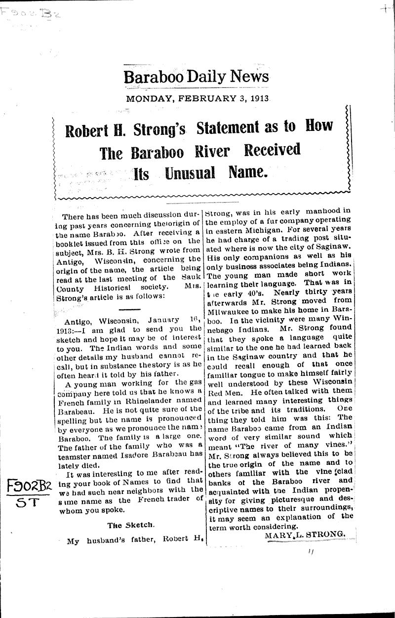  Source: Baraboo Daily News Date: 1913-02-03