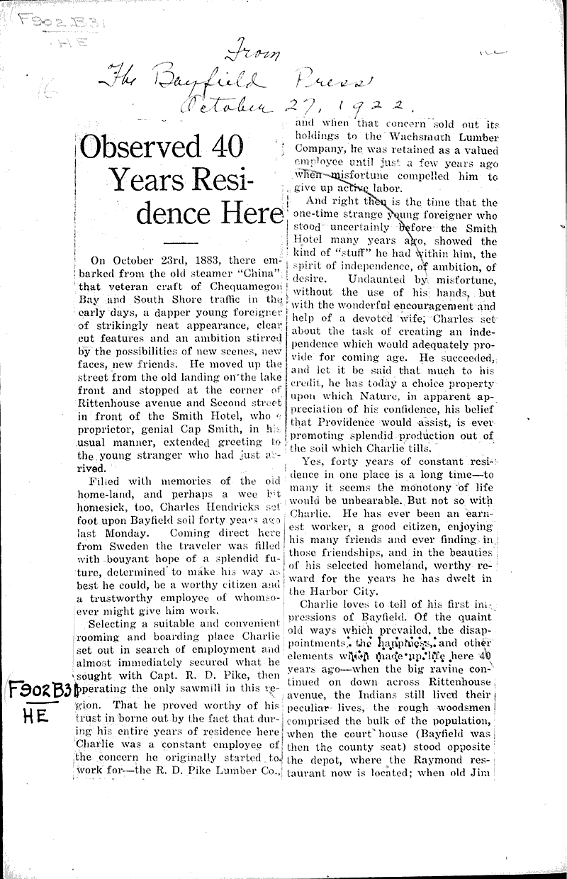  Source: Bayfield County Press Date: 1922-10-27