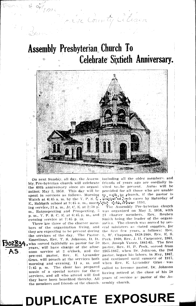  Source: Dodge County Citizen Topics: Church History Date: 1918-05-01