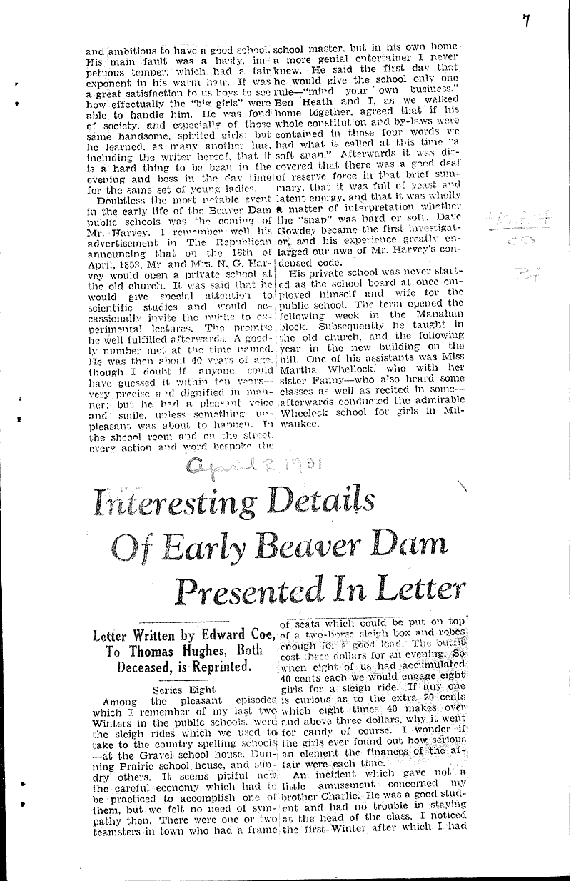  Source: Beaver Dam Daily Citizen Date: 1931-03-26