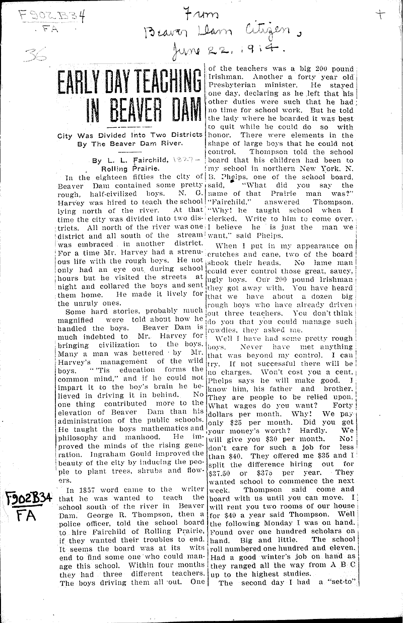  Source: Beaver Dam Daily Citizen Topics: Education Date: 1914-06-22
