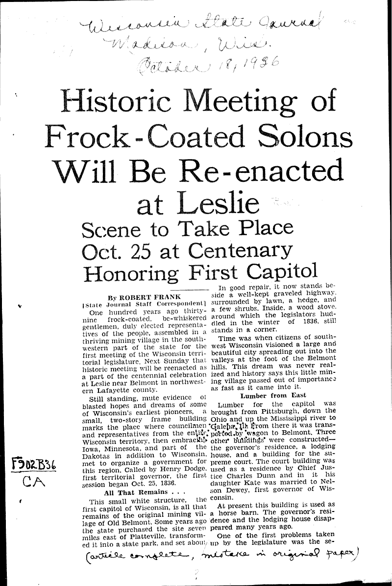  Source: Wisconsin State Journal Date: 1936-10-18
