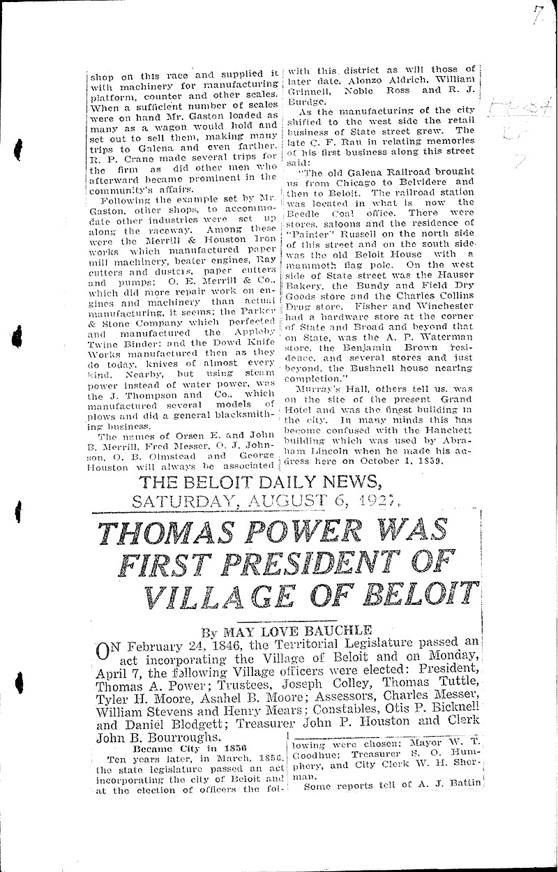 Source: Beloit Daily News Date: 1927-07-25