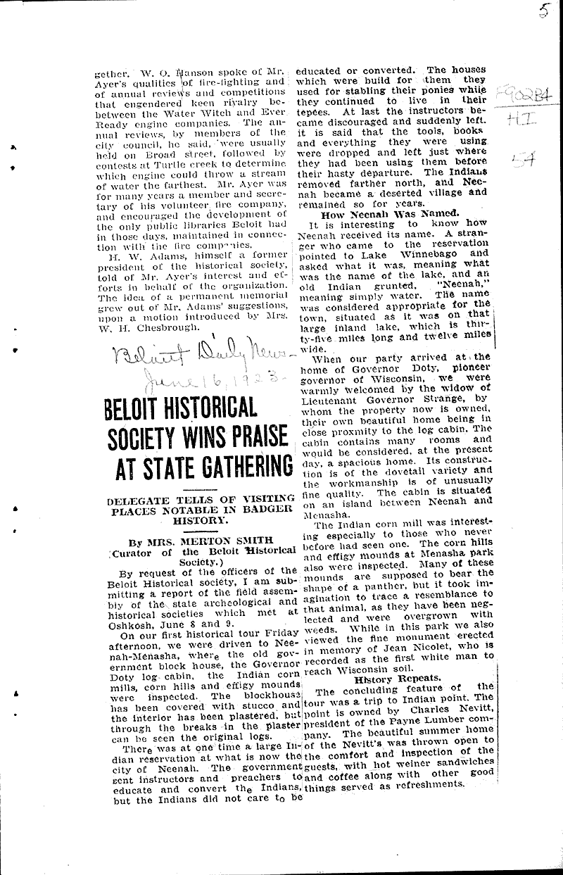  Source: Beloit Daily News Topics: Education Date: 1922-02-04