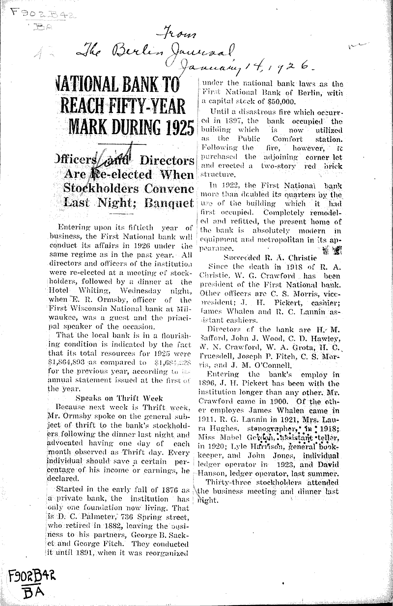  Source: Berlin Journal Topics: Industry Date: 1926-01-14