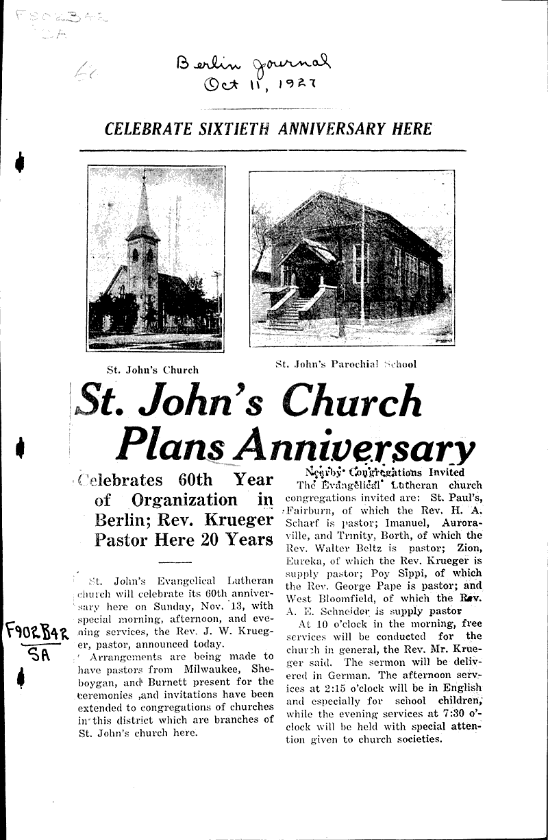  Source: Berlin Journal Topics: Church History Date: 1927-10-11